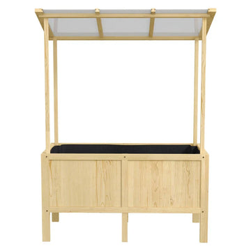 Verhoogde plantenbak met kap | Kleur: Naturel | Afmetingen: 60x110x152/140 cm