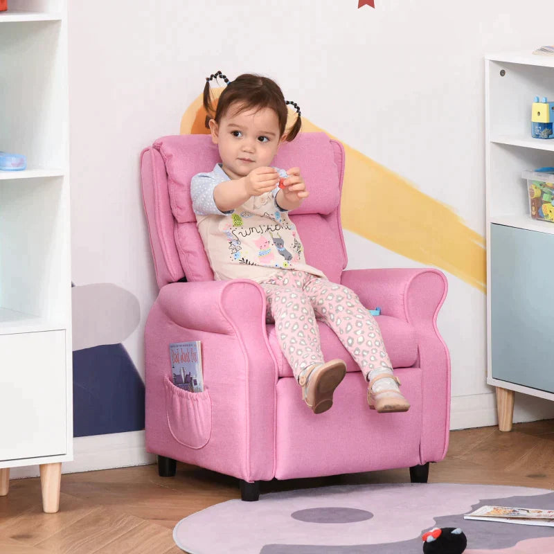 Kinderfauteuil, verstelbare rugleuning | Kleur: Roze | Afmetingen: 58x53x70 cm