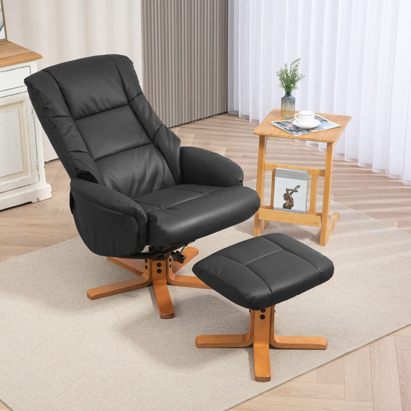 Relaxliege mit Fußhocker - Schaukelstuhl | Farbe: Schwarz | Abmessungen: 71x84x102 cm