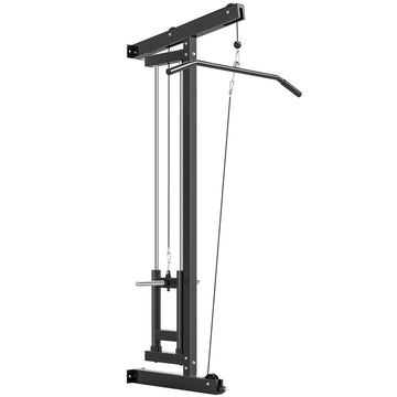 Wandgemonteerde roeimachine met kabel - Homegym | Kleur: Zwart | Afmetingen: 16x75x192 cm