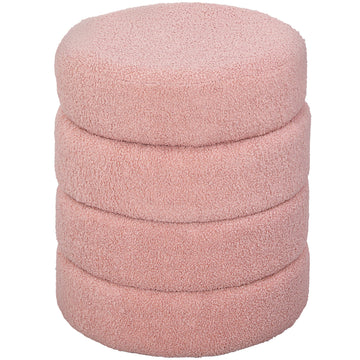 Ronde teddyfleece kruk - Roze | Kleur: Roze | Afmetingen: 40x40x45 cm
