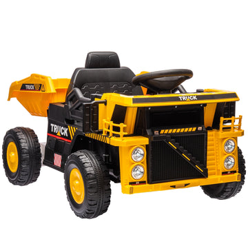 Elektrische dumptruck voor kinderen 3-5 jaar - 12V | Kleur: Geel | Afmetingen: 63x97x53 cm