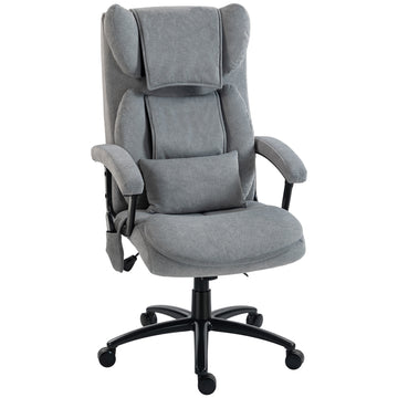 Massage-bureaustoel met hoge rugleuning | Kleur: Grijs | Afmetingen: 70,5x76x114-122 cm