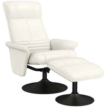 Relaxfauteuil met voetenbank, draaibaar - Wit | Kleur: Wit | Afmetingen: 71x69x104 cm