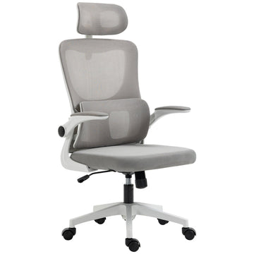 Vinsetto ergonomische bureaustoel met hoofdsteun | Kleur: Grijs | Afmetingen: 59x60x114-122 cm
