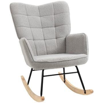 Schommelstoel met armleuningen | Kleur: Lichtgrijs | Afmetingen: 92x71x101 cm