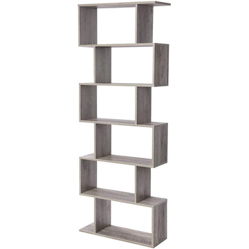 Boekenkast - Opbergkast - 6 vakken - Grijs - 74 x 24 x 190,5 cm