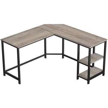 Bureau - werktafel - kantoortafel - grijs/zwart - 138 x 138 x 75 cm