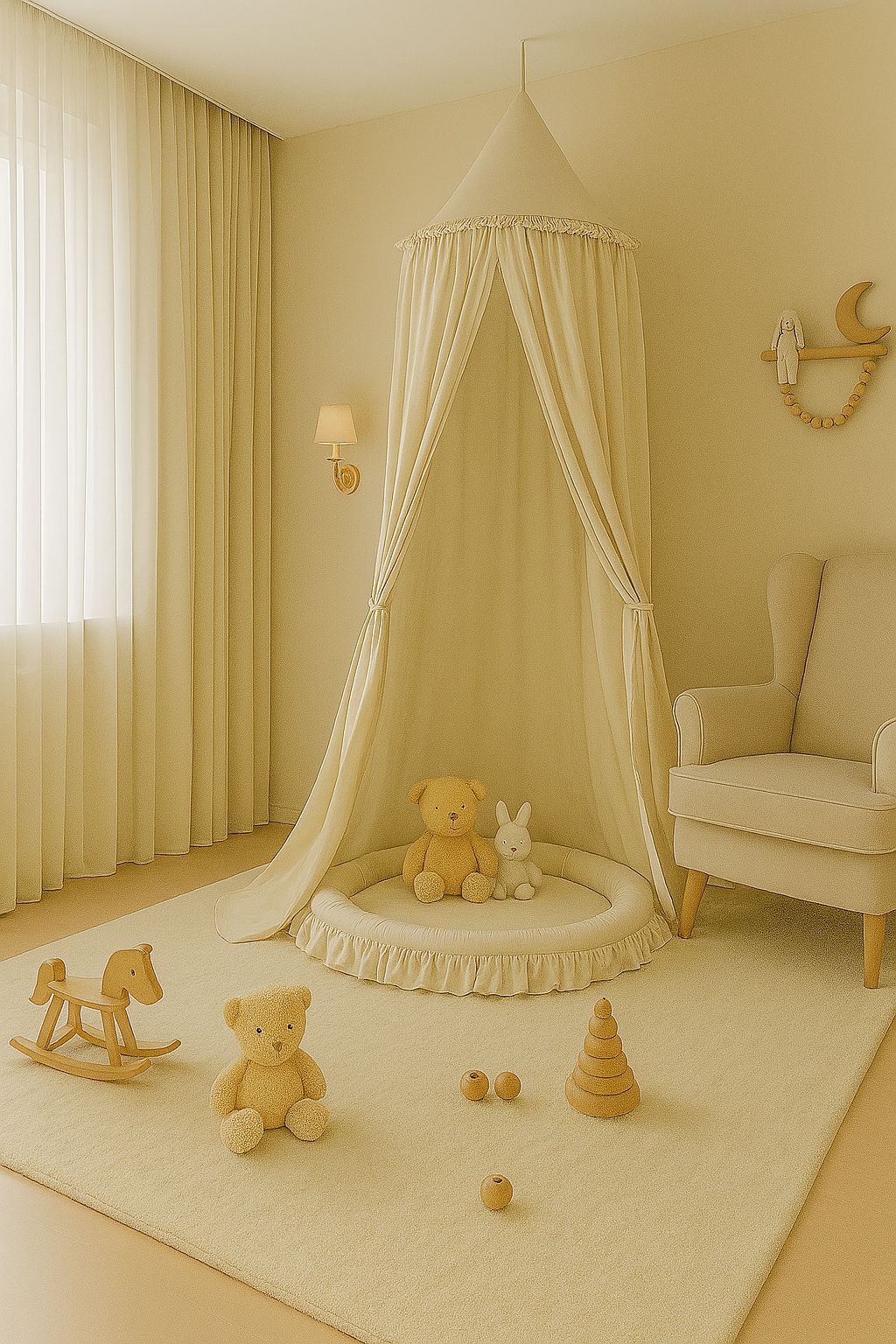 Hängande himmelsäng för barnrum - bomullshimlen - OEKO-TEX, säker och dekorativ