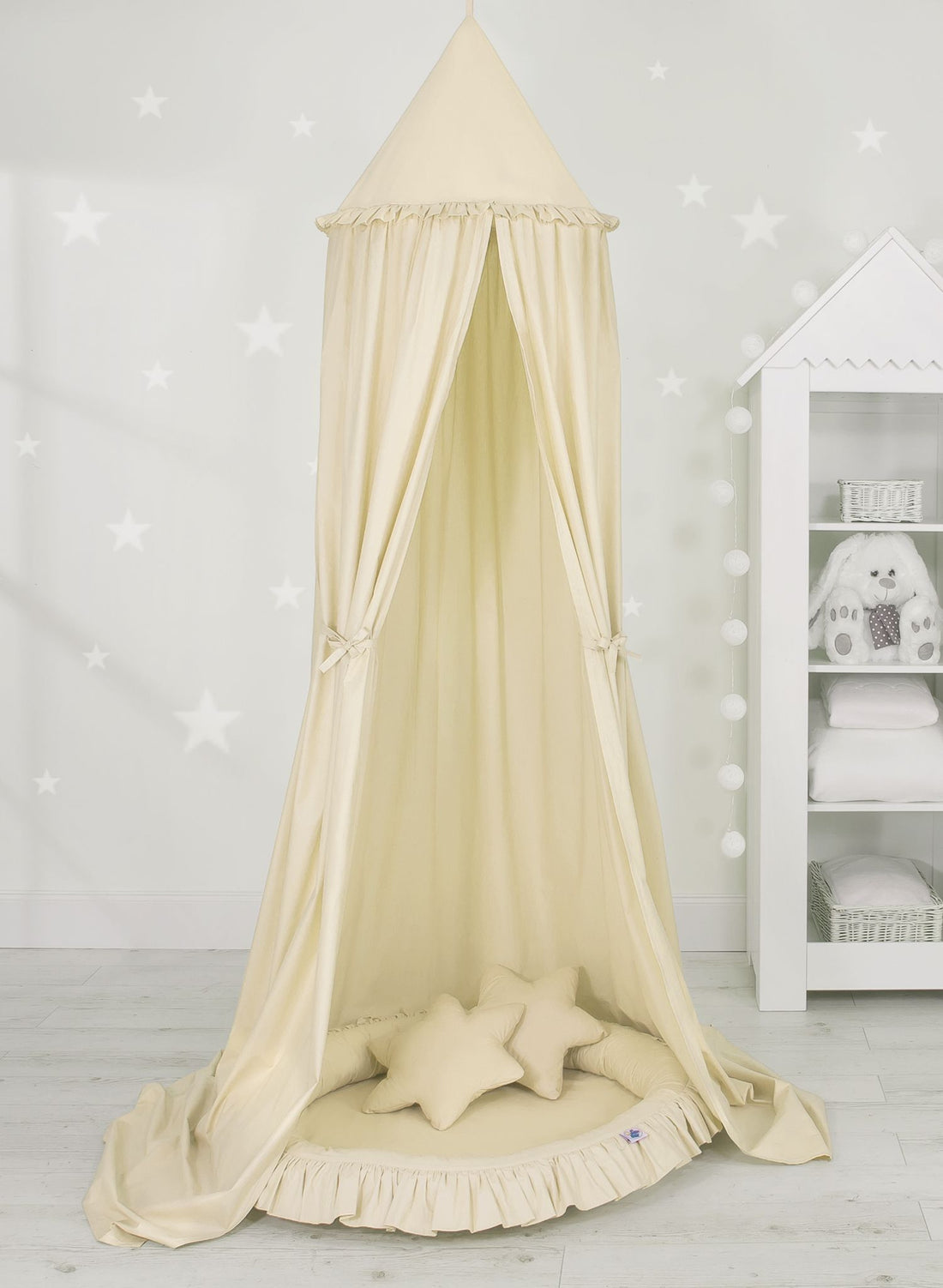 Set med 4 barnrumstillbehör - himmelssäng - antiallergisk och tvättbar bomull