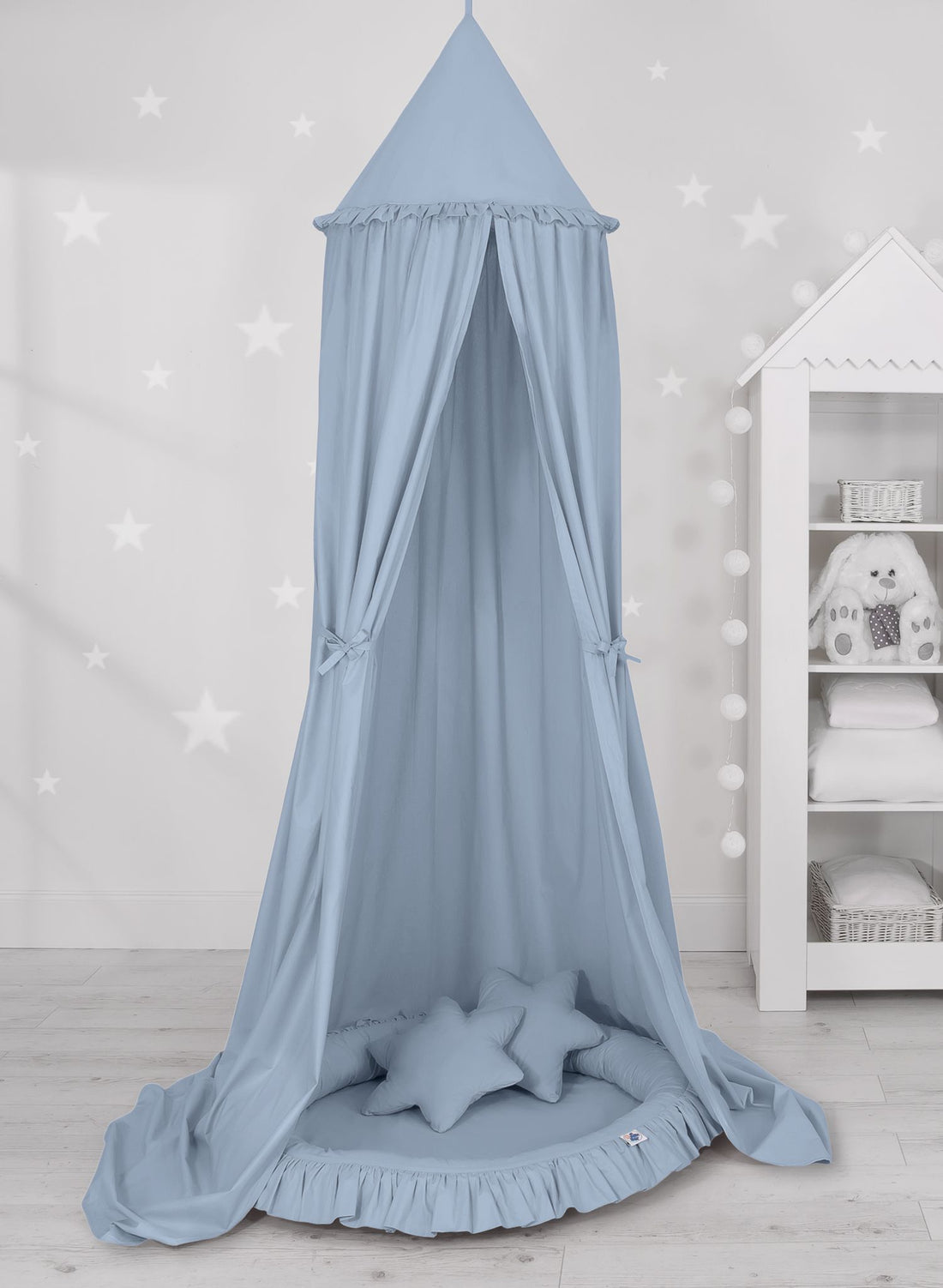 Hängande baldakinset + babynest + dekorativa kuddar - barnrumsset - allergivänligt och Oeko-Tex