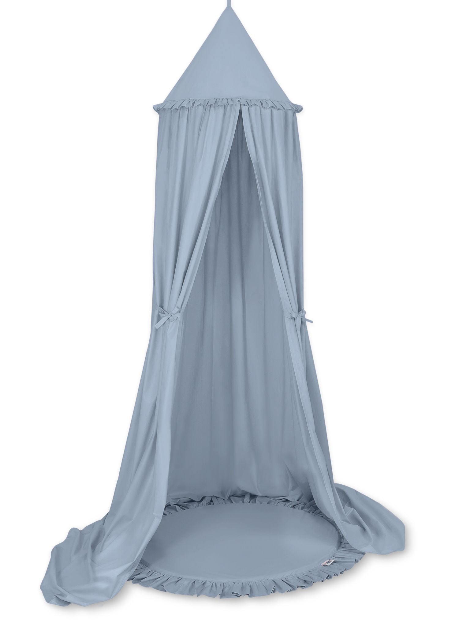 Set om 2: hängande baldakin - barntält - med tvättbar lekmatta, Oeko-Tex bomull, pastellblå