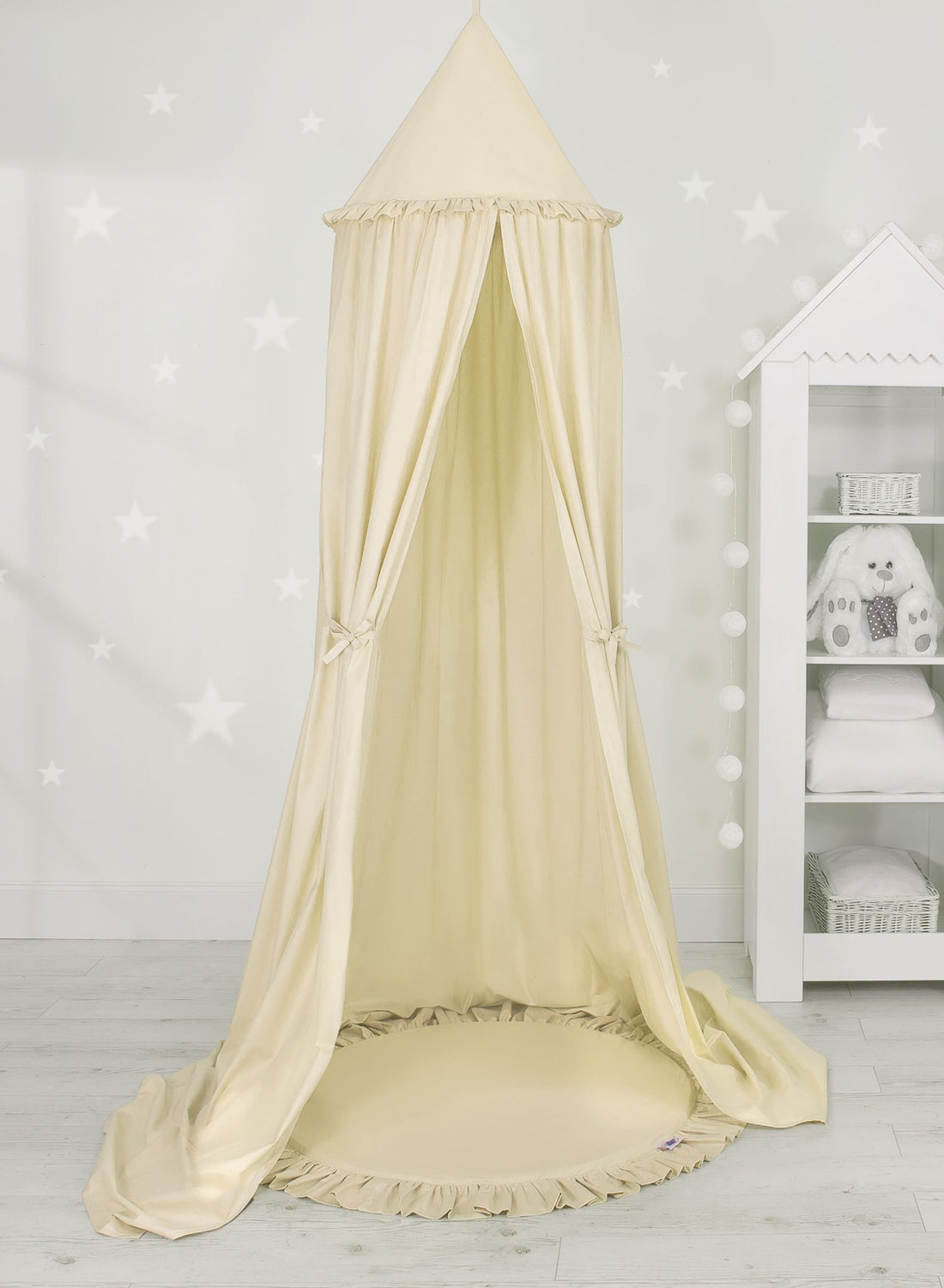 Lekmatta - isolerande och tvättbar, krämfärgad, mjuk fyllning, Ø100 cm