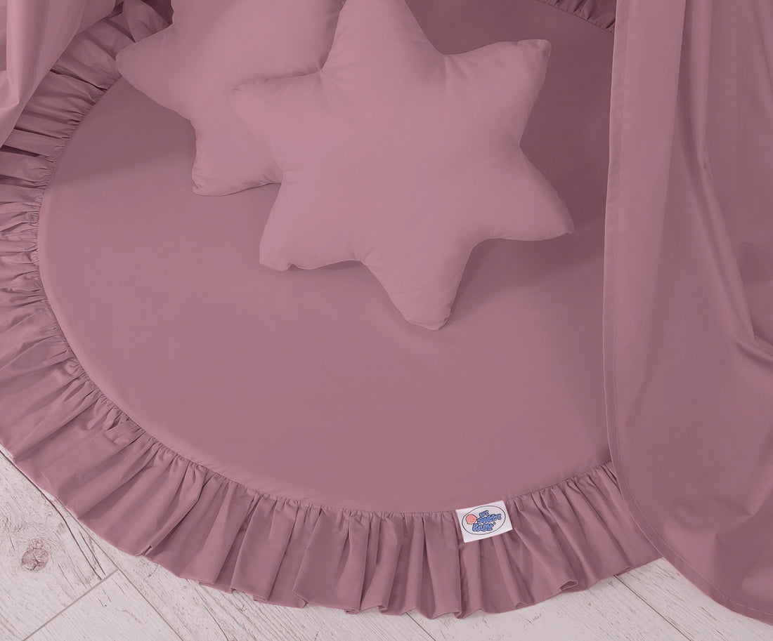 Hängande baldakin och lekmatta – himmelssäng – skydd och komfort för barn – pastellviolett