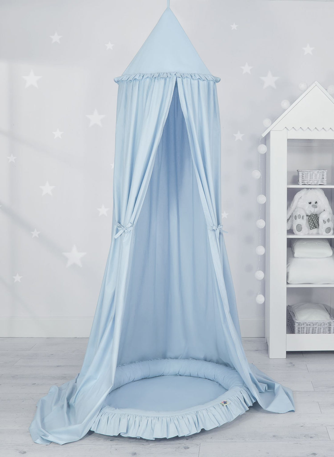 Hängande baldakin och babynestset - himmelssäng - ljusskyddande och antiallergisk - blå