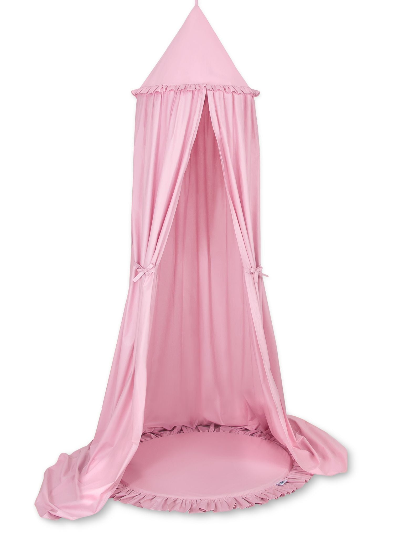 Hängande baldakin och golvlekmatta – himmelssäng, lekmatta – tryggt och mysigt barnrum