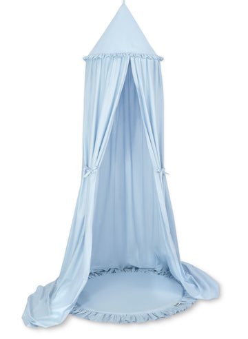 Hängande baldakin, barnkammare och lekmatta – ljustät och allergivänlig bomull