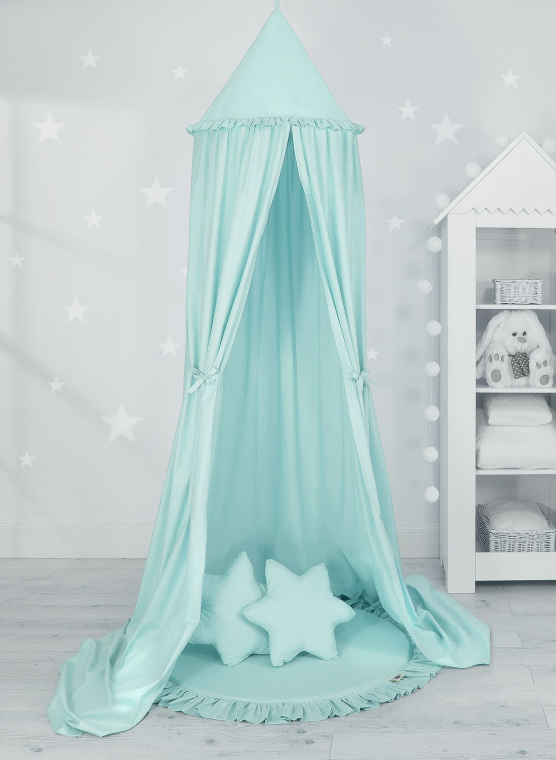 Hängande baldakinset, himmelssäng, inklusive lekmatta och kuddar – mjuk och Oeko-Tex bomull