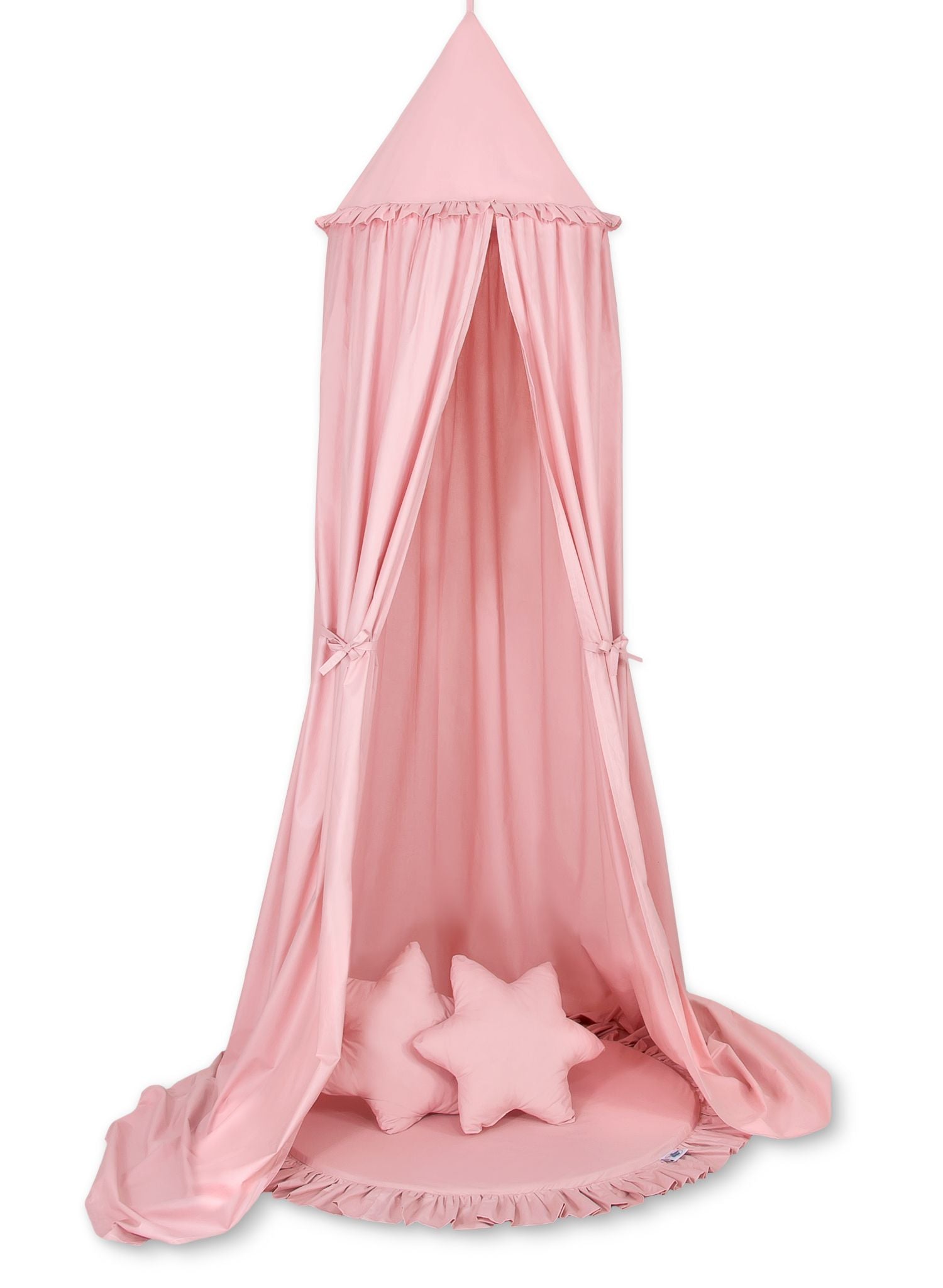 Set om 3: Hängande baldakin – himmelssäng – mjuk lekmatta och kuddar, handgjord, bomull