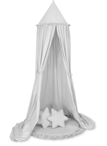 Hängande baldakin för barnrum - lekmatta - bekväm och säker bomull - grå