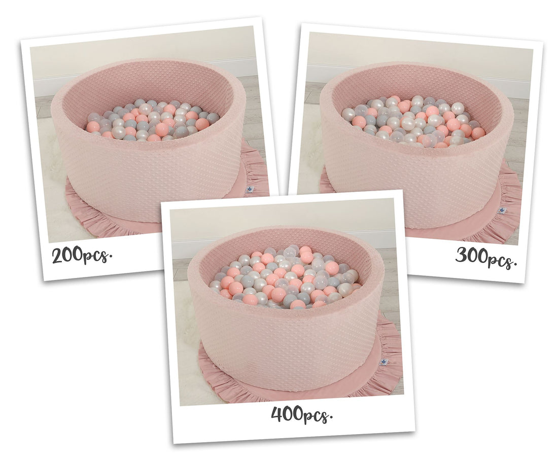Ballenzwembad - speelbad - stimuleert motoriek, roze, 200 ballen, zacht minky fleece