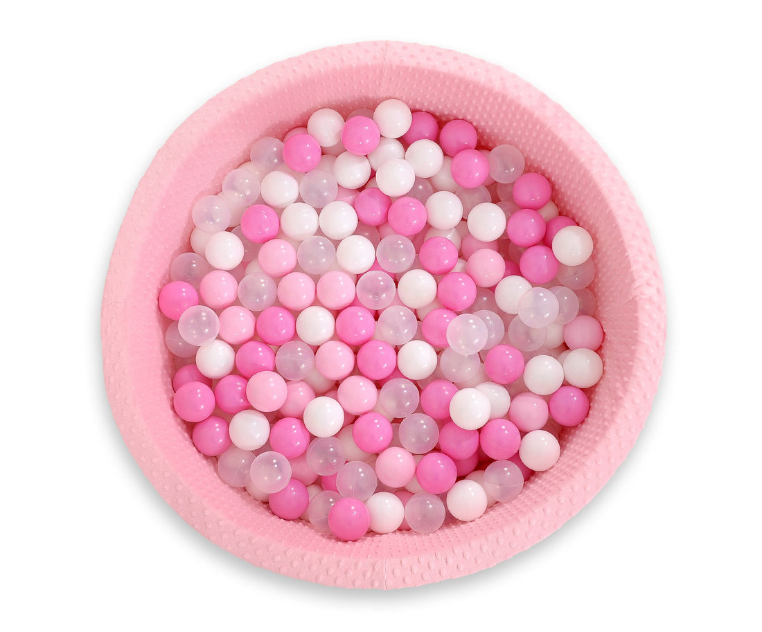 Plastbollar, lekbollar, deformeras inte - set med 50 delar - mörkrosa