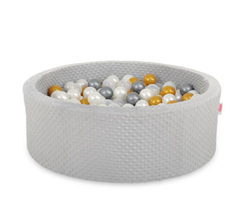 Ballenvijver, speelbad, veilig & zacht schuim - 300 ballen - afneembare minky hoes - grijs