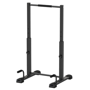 Dipstation met push-upsteunen, verstelbaar | Kleur: Zwart | Afmetingen: 63x65x93-117 cm