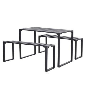 3-delige picknicktafelset met 2 banken | Kleur: Zwart | Afmetingen: 110x55x70 cm