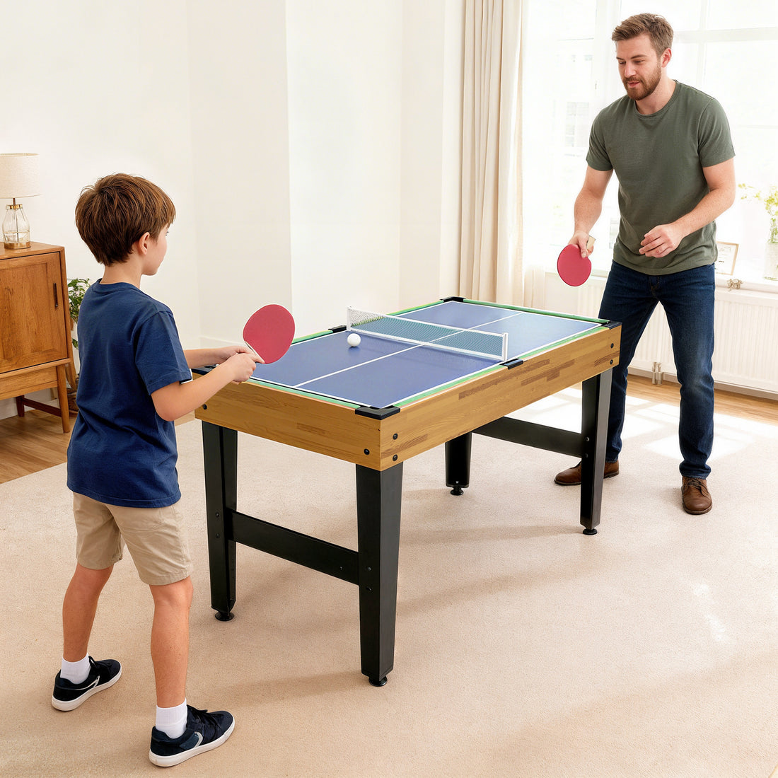 13-in-1-Spieltisch – Kicker, Billard | Farbe: Walnuss | Abmessungen: 109x121x80 cm