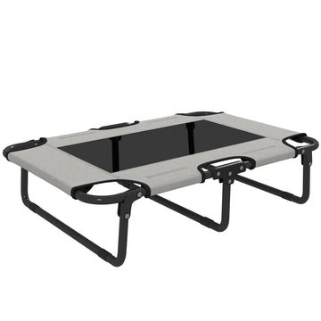 Opklapbaar hondenbed - Verhoogde hondenligstoel | Kleur: Lichtgrijs | Afmetingen: 51x75x18 cm