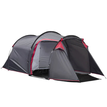 3-persoons tent met voortent | Kleur: Donkergrijs, roze | Afmetingen: 206x426x154 cm