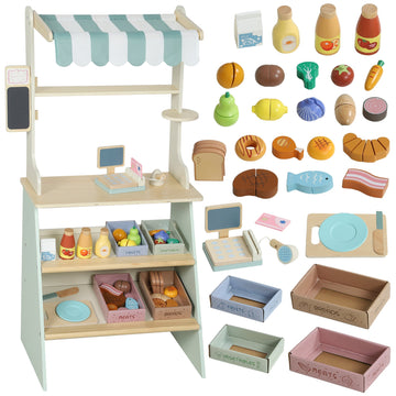 Supermarktset, 34 accessoires | Kleur: Groen, Bruin | Afmetingen: 30x40x92.5 cm
