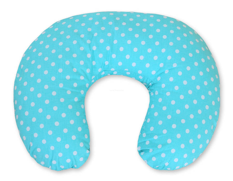 Voedingskussen, borstvoedingskussen, optimale ondersteuning - wit met turquoise stippen
