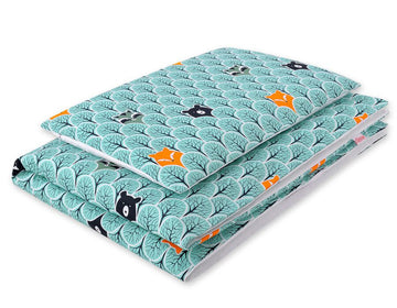 Baby beddengoed set - wiegset - 100% katoen, huidvriendelijk, 2-delig, 120x90 cm, mint forest