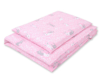 Baby beddengoed set - katoenen dekbedset - zacht voor gevoelige babyhuid, roze konijntjes