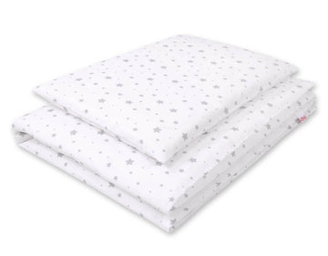 2-delige babybedtextielset - wiegset - zacht katoen, huidvriendelijk, mini grijze sterren