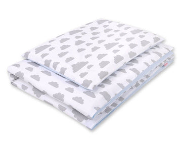 Baby beddengoed set - wieg set - 100% katoen, huidvriendelijk, 2-delig 120x90 cm grijs/blauw
