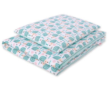 Baby beddengoed set, wiegset, zacht & huidvriendelijk katoen, 2-delig, 120x90 cm, egel mint