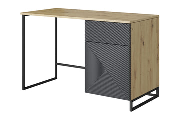 Asha bureau 120 cm met lade – Modern loft design | Artisan / Rivier Stone Mat | Zwart frame