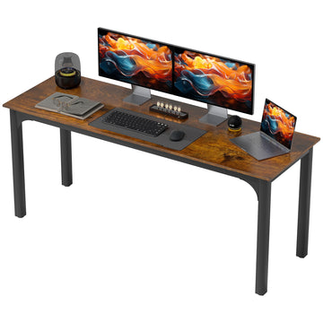 Computerbureau, rustiek design | Kleur: Bruin, Zwart | Afmetingen: 180x60x75 cm