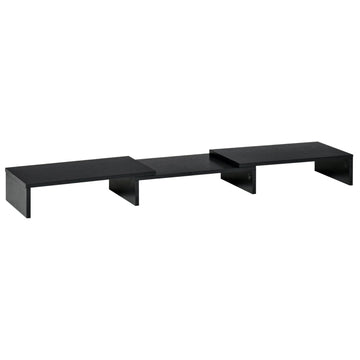 Monitorstandaard met opbergruimte | Kleur: Zwart | Afmetingen: 23,5x80-117x10 cm