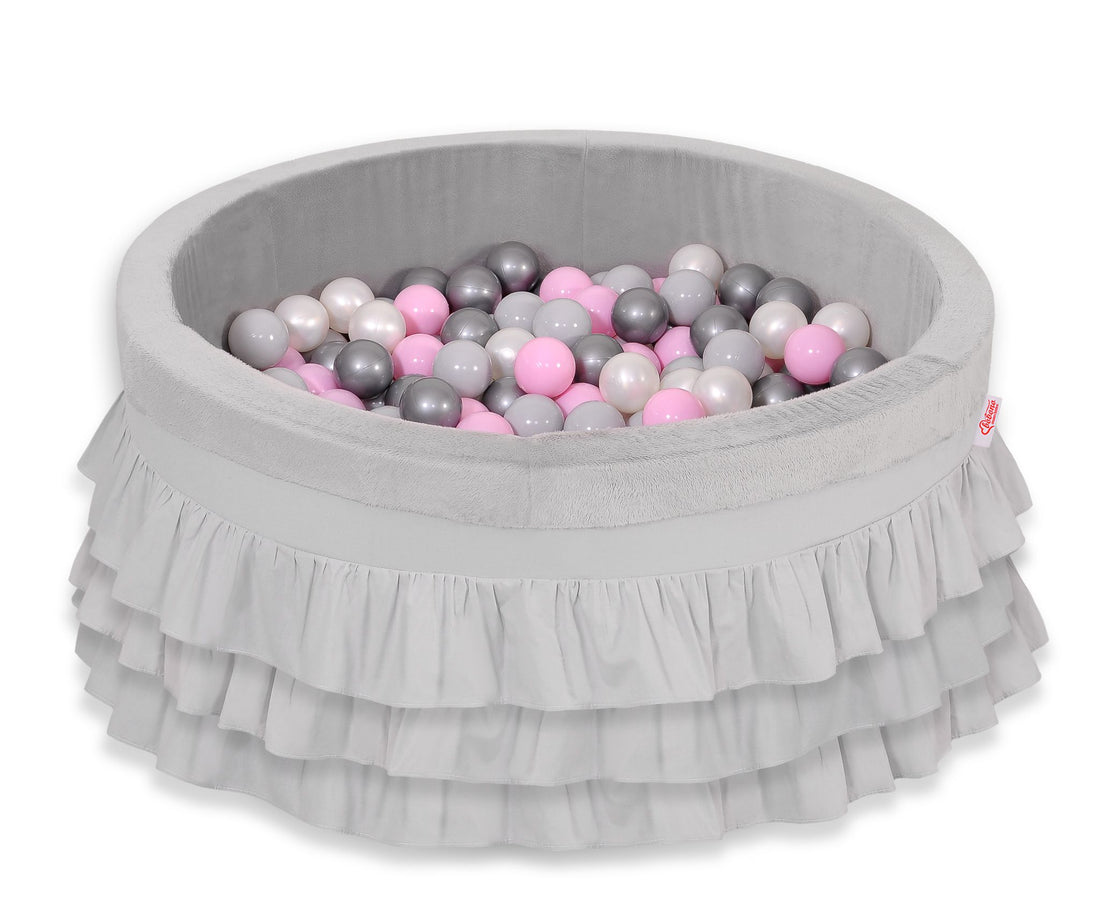 Ballenvijver, speelbad, zacht schuim voor comfort en veiligheid – inclusief 200 ballen, grijs