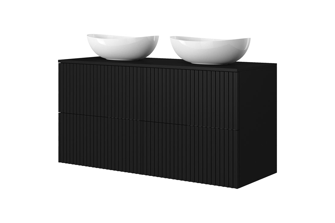 Nicole badkamerwerkblad 120 cm - Mat zwart | MDF met ABS-rand | 120x45,5 cm