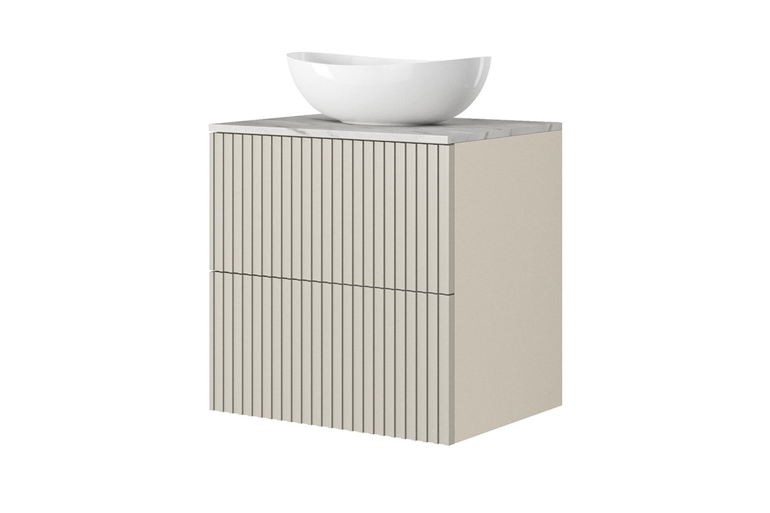 Nicole badkamerwerkblad 60 cm - duurzaam MDF met ABS-randen | Kleur: Crema Bianca