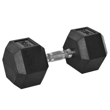 Hexagonale rubberen dumbbell | Kleur: Zwart | Afmetingen: 16.6x16.6x11.4 cm