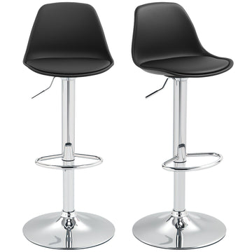 Set van 2 verstelbare barkrukken - draaibaar | Kleur: Zwart, zilver | Afmetingen: 38x42x82-104 cm