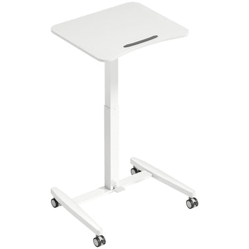 Verstelbaar bureau op wielen met kantelbaar blad | Kleur: Wit | Afmetingen: 60,5x52x75-114 cm