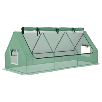 Mini-kas - Kweekkas met oprolbaar dak | Kleur: Groen | Afmetingen: 90x240x90 cm