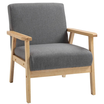 Scandinavische fauteuil | Kleur: Grijs+Natuurlijk | Afmetingen: 64x70x72 cm